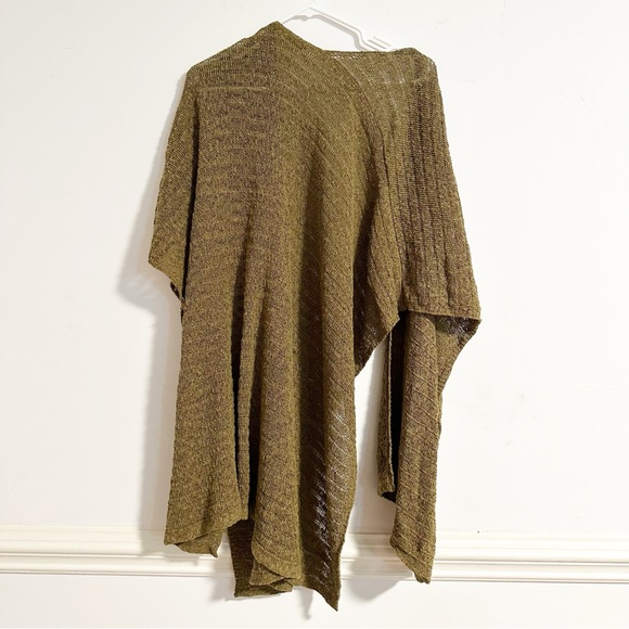 J. Jill A-symmetrical Woven Green Open Front Poncho Shrug Shawl - Picture 2 of 4